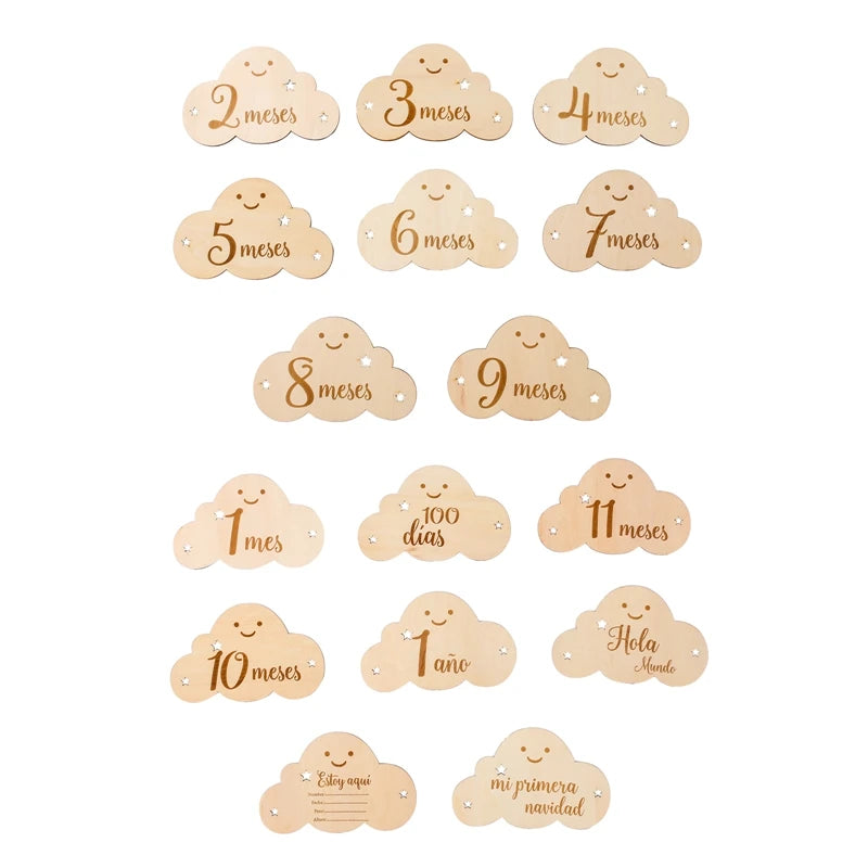 Wooden Monthly Milestone Card Set Newborn to 1 Year
