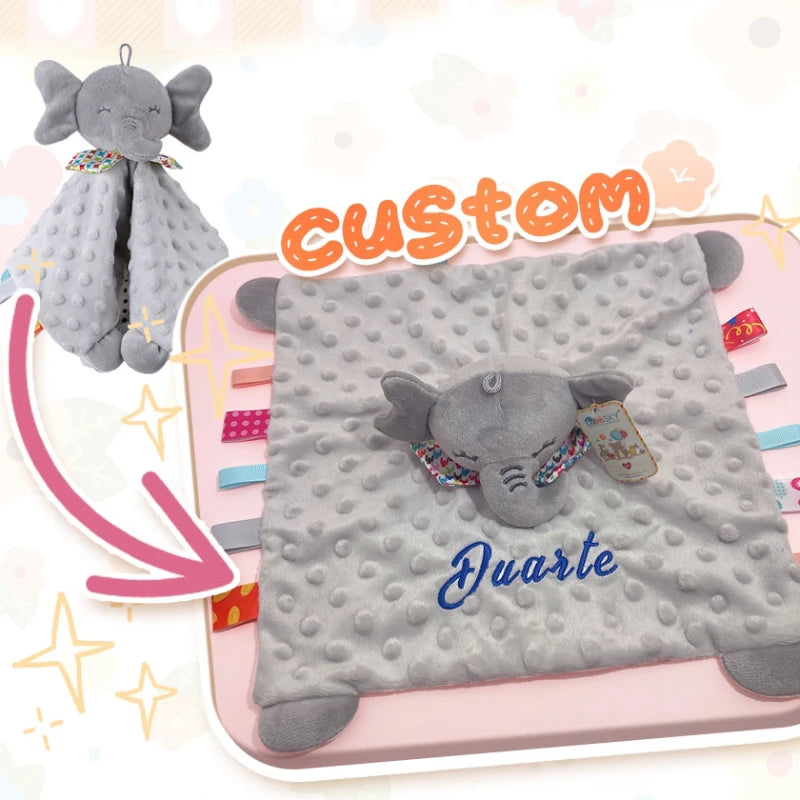 Personalized Baby Security Blanket with Silicone Teethe