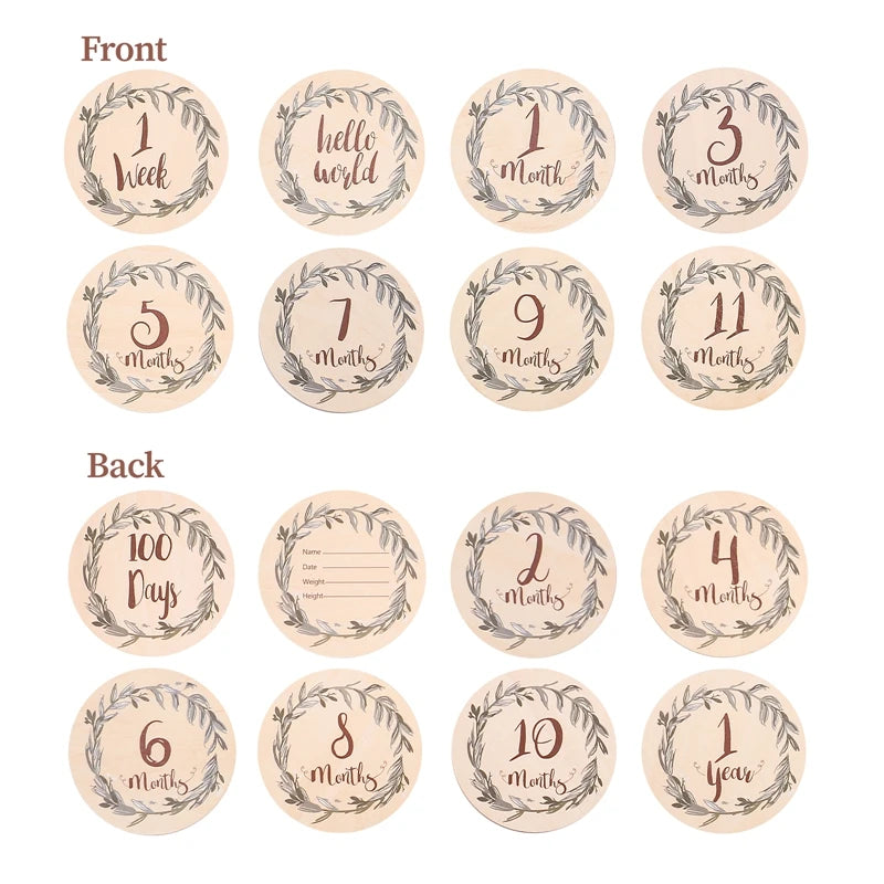 Wooden Monthly Milestone Card Set Newborn to 1 Year