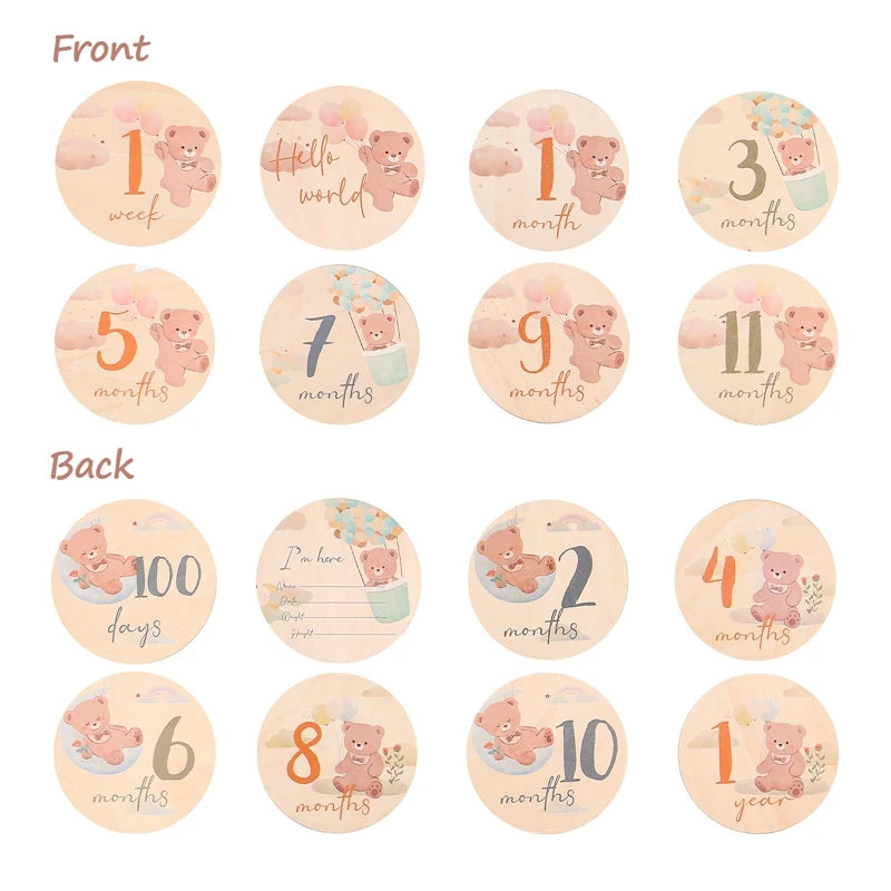 Wooden Monthly Milestone Card Set Newborn to 1 Year