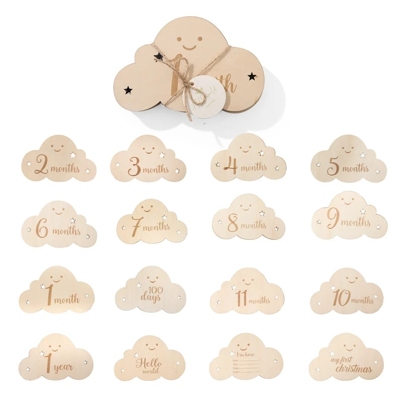 Wooden Monthly Milestone Card Set Newborn to 1 Year