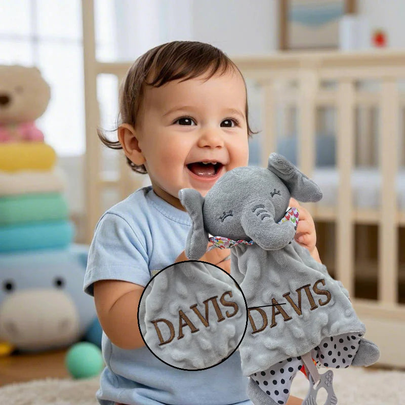Personalized Baby Security Blanket with Silicone Teethe