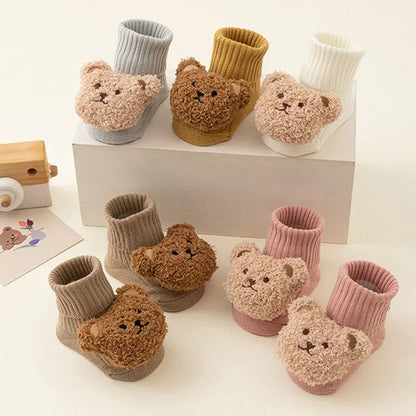 Cartoon Bear Baby Socks – Warm, Cute & Cozy Anti-Slip Indoor