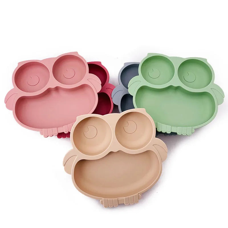 Owl Plates Silicone Baby
