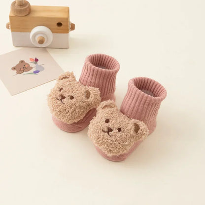 Cartoon Bear Baby Socks – Warm, Cute & Cozy Anti-Slip Indoor