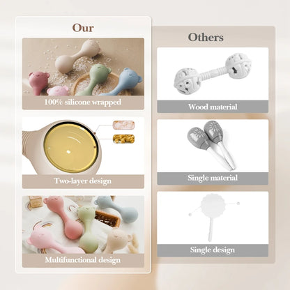 Baby Silicone Rattles – Sensory Development & Safe Teething Toy