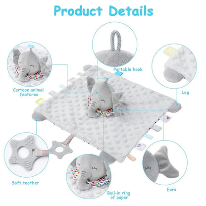 Personalized Baby Security Blanket with Silicone Teether – Comfort Toy for Teething Relief